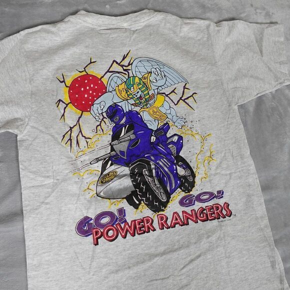 Vintage Power Rangers Pocket T Shirt Mens M Slim Fit Gray Made In